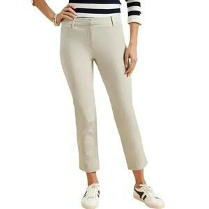 Talbots Women's Stone Ivory Cotton/Spandex Slim Leg Crop Length Sits at Waist Pe